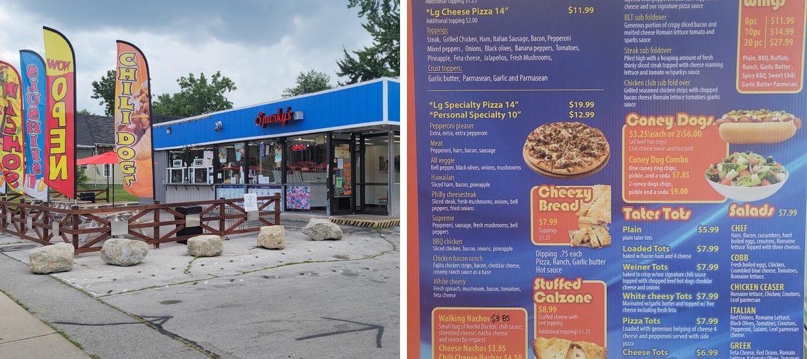 Sparky's , pizza cones and coneys