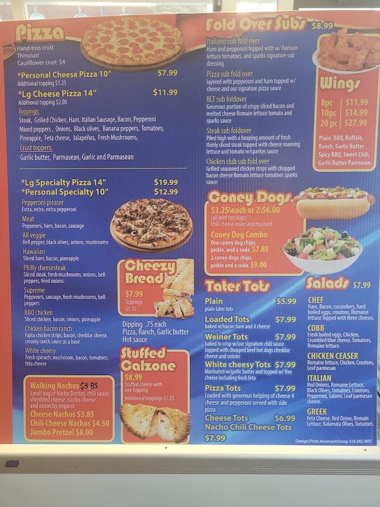 Sparky's , pizza cones and coneys Wings