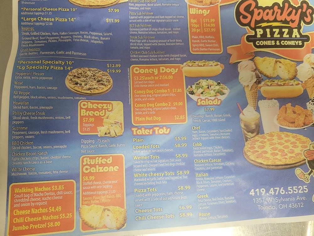 Sparky's , pizza cones and coneys Wings